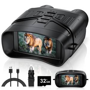 lot 16900 image: HEXEUM Night Vision Goggles - 4K Night Vision Binoculars for Adults, 3 HD Screen Binoculars can Save Photo and Video with 32GB TF Card, Black, NV4000 - Retail $161
