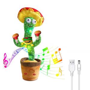 lot 29317 image: Bighaki808 Dancing Talking Cactus Toys, Talking Sunny Cactus Toy Electronic Plush Toy Singing, Record & Repeating What You Say with 120 English Songs and LED Lighting for Home Decor (Sand Hammer)