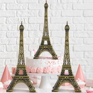 lot 29321 image: Shimeyao 3 Pcs 6 Inch Eiffel Tower Cake Topper Paris Small Eiffel Tower Centerpiece for Tables Top Mini Statue Figurine Home Decoration for Souvenirs Christmas Party Ornament - Retail $17