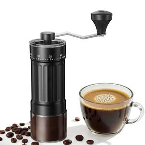 lot 29327 image: Mini Manual Coffee Grinder with 40 Adjustable Settings, Portable Hand Coffee Bean Mill with 30g Capacity, Conical Burr Coffee Grinder with Crank for Travel, Camping, Office, Espresso, Pour Over, etc - Retail $20