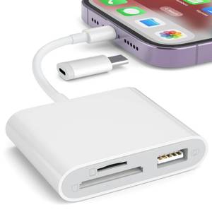 lot 29328 image: SZHAIYIJIN SD Card Reader for iPhone, Memory Card Reader with USB Camera Adapter Plug and Play Trail Game Camera Viewer Supports SD and TF Card MicroSD Card Adapter for iPad No App Required - Retail $8