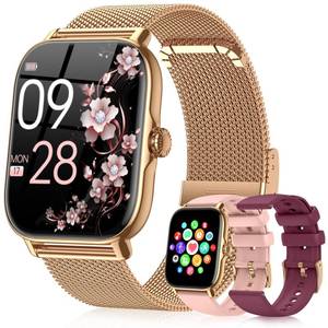 lot 29331 image: paybay Smart Watches for Women Men, Steps Counter Fitness Tracker Watch for Android iPhone with Sleep Calorie Monitor and 110 Sports, IP68 Waterproof, Pedometer Smartwatch (Gold, 1.91) - Retail $16