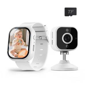 lot 29336 image: NUOTUN Baby Monitor with Camera and Audio Watch, Wearable Portable 2 HD Baby Monitor No WiFi, 1080P Video Loop, Night Vision, 2-Way Audio, SD Card Included, Cry & Temp Sense, Alarm & Lullabies - Retail $37