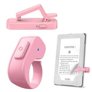lot 29340 image: Page Turner Ring for Kindle,Remote Control for iPhone iPad Android Tablets E-Readers,Clicker Page Turner for Kindle Accessories for Camera Video Record&Shutter Selfie (Pink) - Retail $16