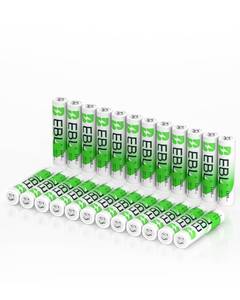 lot 29344 image: EBL AAA Rechargeable Batteries 24 Counts, Ni-MH Rechargeable AAA Batteries 1.2V Triple A Battery for Remote Controls Household Electronic Devices - Retail $17