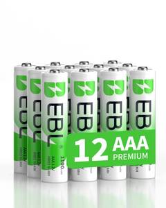 lot 29346 image: EBL Rechargeable AAA Batteries 1100mAh Ni-MH AAA Rechargeable Batteries 12 Pack - Retail $12