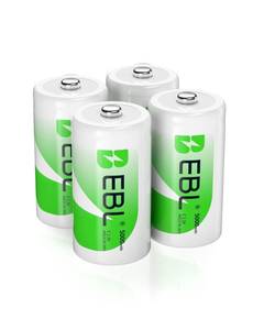 lot 29347 image: EBL C Batteries High Energy 5000mAh Ready2Use C Rechargeable Battery Cells, 4 Counts