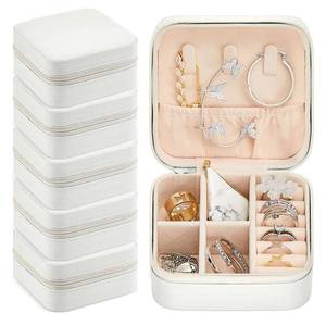 lot 29350 image: Taiyin 6 Pcs Travel Jewelry Case, Valentines Day Gifts for Her- Small Jewelry Organizer Box Bridesmaid Gifts for Women Girls (White) - Retail $22