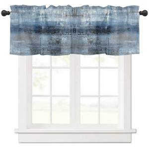 lot 32037 image: debraleye Navy Blue Window Valances, Abstract Art Valances for Windows Treatment Decor, Farmhouse Rod Pocket Decorative Curtain Valance for Bathroom Bedroom Living Room, 54 X 18 in Blue, 1 Panel - Retail $14
