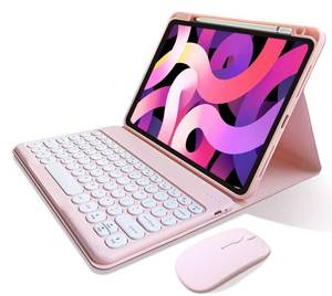 lot 32042 image: kaitesi Keyboard Case Mouse Compatible with iPad Air 13 (M3M2) iPad Pro 12.9 inch (6th5th4th3rd Gen) Case with Detachable Keyboard Cute Round Keys,Pink - Retail $55