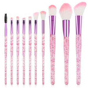 lot 32049 image: 10 PCS Glitter Crystal Makeup Brush Set Cute Makeup Brushes Bling Professional Concealer Eye Shadow Eyeliner Blush Lip Blending Synthetic Brushes Tools Kit Face Cosmetics Blending Brushes for Women - Retail $6