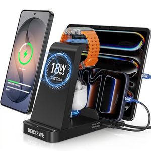 lot 32059 image: Wireless Charger for Samsung 5 in 1 Samsung Wireless Charging Station for Galaxy S26 UltraS25S24, Charger Stand for Galaxy Watch87654, Charging Dock Stand for Android Multiple Devices, Black - Retail $22
