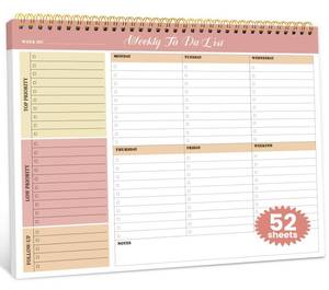 lot 32071 image: Weekly To Do List Notepad with 52 Undated Sheets 8.5x11- Undated Weekly Planner Notepad for Office Desk Accessories and Supplies - Sunshine Petal - Retail $8