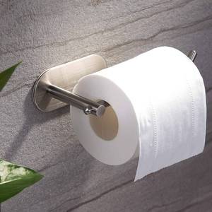 lot 32077 image: YIGII Adhesive Toilet Paper Holder - MST001 Self Adhesive Toilet Roll Holder for Bathroom Kitchen Stick on Wall Stainless Steel Brushed - Retail $10