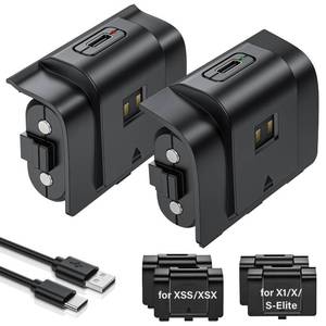 lot 32078 image: Rechargeable Controller Battery Pack for Xbox,2x4800mWh(2000mAh) Batteries Pack with USB-C Charging Cable for Xbox Series SXXbox One SOne XOne Elite Remote Play and Charge Kit with 4 Cover(2 Pack) - Retail $24