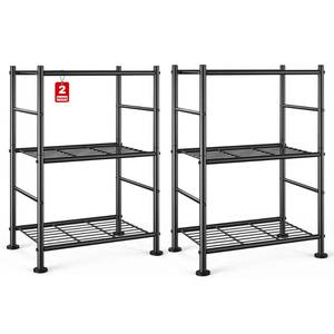lot 43665 image: Sakugi 2-Pack Storage Shelves - 3-Tier Metal Wire Shelf Organizer, Slim Shelf Rack with Adjustable Feet for Laundry Room, Kitchen, Garage Organization, 18.2 x 12.3 x 30.4, Black -