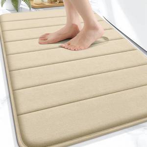 lot 43667 image: OLANLY Memory Foam Bath Mat 30x20, Super Soft Absorbent Bathroom Rugs, Quick Dry, Machine Washable Shower Floor Rugs, Bathmat Carpet, Bathroom Home Decor Accessories, Beige - Retail $20