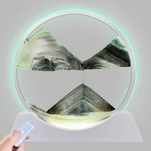 lot 43675 image: Aoderun 12 Moving Sand Art Liquid Motion with Light 3 Color Changing Moving Sand Art Picture Round Glass 3D Deep Sea Sand Art Sandscapes for Adult Relaxing Toys Desktop Home Office(Black)