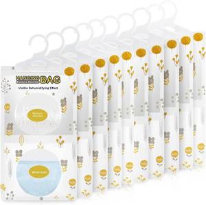 lot 43682 image: Vacplus Moisture Absorbers, Hanging Closet Dehumidifier Bags, Humidity Packs, Desiccant, Closet Dehumidifiers with Fragrance Free, 10 Pack, 9.8 OZ - Retail $36