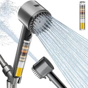 lot 43692 image: Cobbe Ion Drops Filtered Shower Head with Handheld, 41 Spray Mode Showerhead with Filters, Built-in Power Wash for Hard Water - Remove Chlorine - Reduces Dry Itchy Skin, Luxury Gray - Retail $27