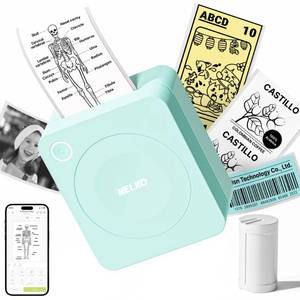 lot 43719 image: Nelko Sticker Printer, PM230 Print Pod Mini Bluetooth Portabel Sticker Maker with 1 Rolls Paper, Print Pods with Multiple Templates for Phone & Tablet, Smart AI APP Family, Green - Retail $21