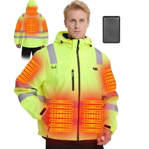 lot 43741 image: Qdreclod Heated High Visibility Reflective Jackets for Men with Fleece Lining heated Work Jacket 16000mAh Battery Pack, Winter Work Jackets Work Construction Safety Heated Jacket for Cold Weather pre owned - Retail $70