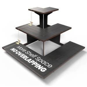 lot 43748 image: DS THE DISPLAY STORE Corner Black Wooden Tiered Display Stand for Vendor Events, Display Shelves for Craft Shows, Farmers Market, Tradeshows, Earring Display, Card and Sticker Stand, Candle display - Retail $26