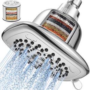 lot 43762 image: Cobbe Filtered Shower Head, 7 Modes High Pressure Shower Heads - 16 Stage Shower Head Filter for Hard Water for Remove Chlorine and Harmful Substances (Luxury Polished Chrome, 6 Inch Square) - Retail $22