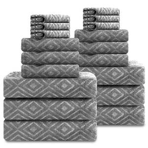 lot 43770 image: Smuge 14Piece Bath Towel Set, Include 6 Bath Towel Sheets, 6 Hand Towels and 6 Washcloths - Highly Absorbent Quick Dry 100% Microfiber,Ultra Soft Bathroom Towel Set (Dark Gray) - Retail $45
