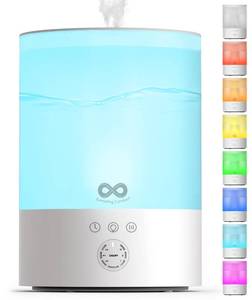 lot 43782 image: Everlasting Comfort 2.5L Top Fill Humidifier for Bedroom Quiet, Easy to Fill & Clean, 24HR Runtime, Night Lights, Timer, Ultrasonic Cool Mist, Auto Shut-Off, Essential Oil Diffuser - White - Retail $38
