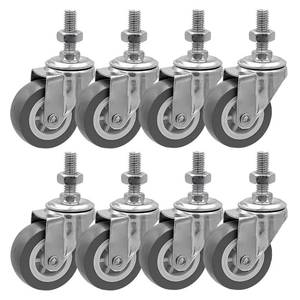 lot 43794 image: FactorDuty 2 Inch Grey Caster Wheel 38-1.2 Threaded Stem Mount Caster Wheel Polyurethane Wheels Premium Non Marking No Noise 65LB Per Wheel (Pack of 8) - Retail $22