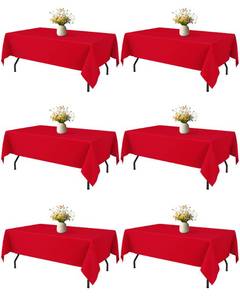 lot 43796 image: Niuara Red Rectangle Table Cloth - 3Pack, 60 x 84 Washable Polyester Tablecloth for 5FT Tables, Wrinkle-Resistant Table Cover for Weddings & Parties - Retail $30