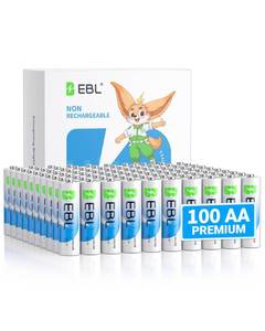 lot 43802 image: EBL AA Batteries 100 Pack Double A Batteries 1.5V Batteries AA Size Pack for Household and Business, Leakproof Alkaline Battery 10-Year Shelf Life - Retail $24