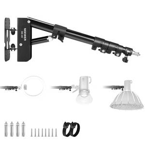 lot 43812 image: NEEWER Ring Light Wall Mount Boom Arm, 22-4655-116cm 180° Swivel Triangle Light Wall Mounting for Photography Strobe Monolight Softbox Umbrella Reflector, Aluminum Alloy, 6.6lb3kg Capacity, WB-100 - Retail $48
