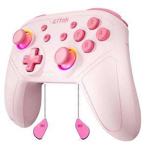 lot 43819 image: linhugame Wireless Controller For Switch,Compatible with switch 2switchliteOLEDsteamPC, Hall Effect joysticks,6-Axis Gyro,Turbo,1000mAh Battery, Programmable Back Buttons(pink) - Retail $25