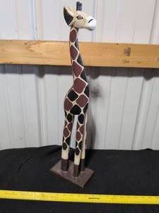 lot 31 image: Hand-Carved Wooden Giraffe Statue