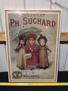 lot 66 image: Original Suchard Chocolate Advertisement Print - Neuchatel Swiss