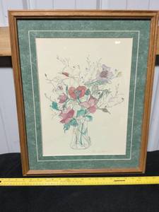 lot 73 image: Original Signed Watercolor Floral Still Life