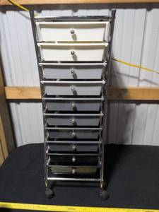 lot 86 image: 10-Drawer Rolling Storage Cart with Chrome Frame