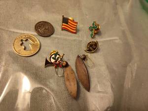 lot 146 image: Mixed Lapel Pin Collection with Coins