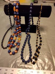 lot 170 image: Blue and Copper Wooden Bead Necklace Set