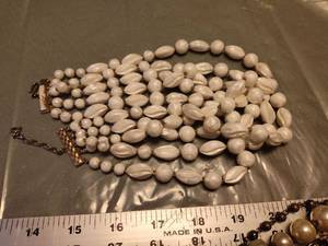 lot 180 image: White Bead and Bronze Chain Costume Jewelry Set