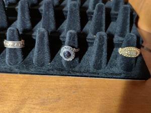 lot 270 image: Mixed Metal Ring Collection - Blue Stone and Crystal Accents
