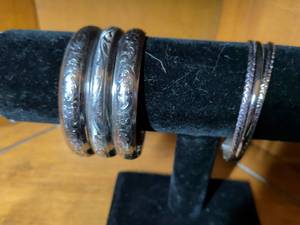 lot 291 image: Sterling Silver Engraved Bangle Set