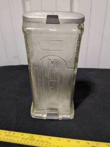 lot 4 image: Vintage Glass Storage Container with Metal Lid