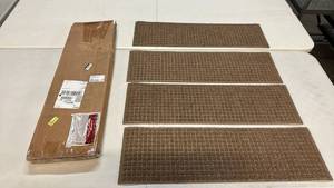 lot 2095 image: Water hog 8.5x30 Brown Stair Carpet. 4 Pack.