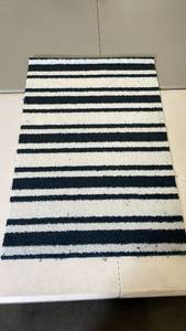 lot 3003 image: Black and White Striped Area Rug