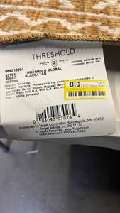 lot 3011 image: Threshold Global Runner Rug Black Tan Geometric Pattern, 24x7