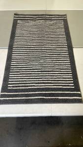 lot 3019 image: Black and White Striped Area Rug, 50x30