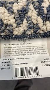 lot 3025 image: Blue and Beige Polyester Runner Rug 24x84 inches